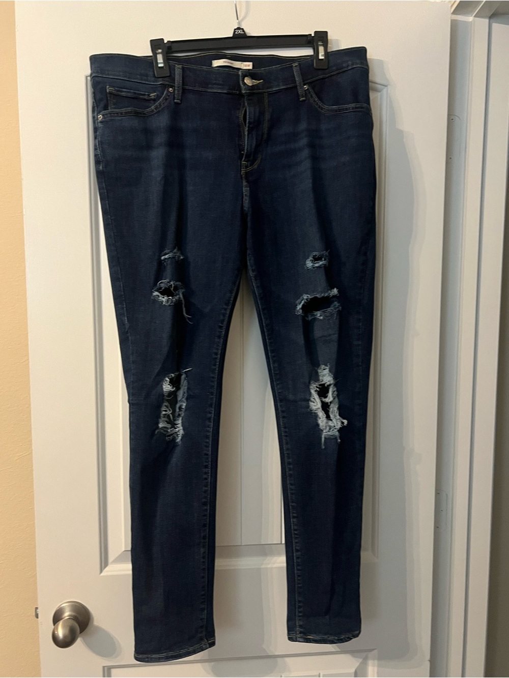 Levi's Dark Blue Ripped Skinny Jeans